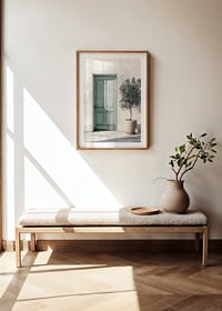 Beautiful green door decorated with an olive tree-8