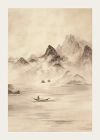 A lone fisherman surrounded by mountains shrouded in mist-3