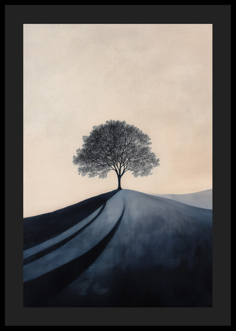 A large stately tree alone on a hill-12