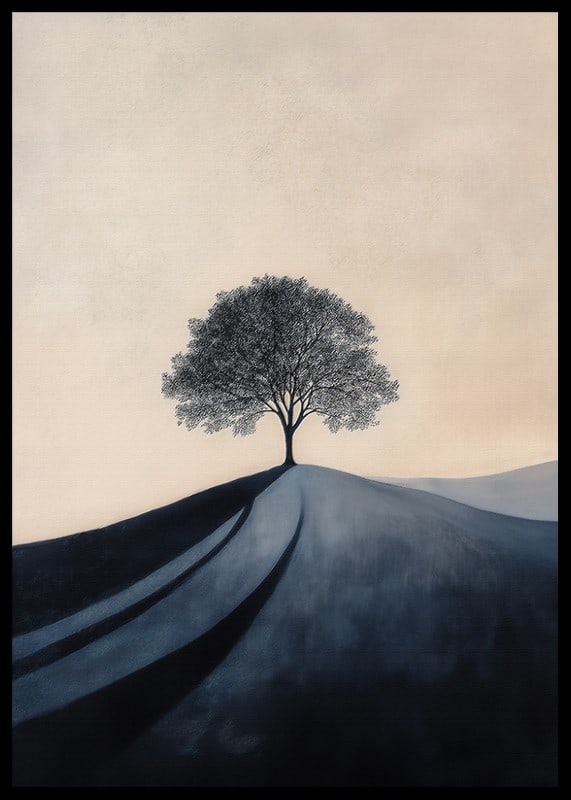 A large stately tree alone on a hill-12