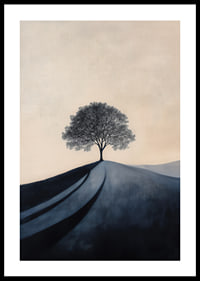 A large stately tree alone on a hill-0