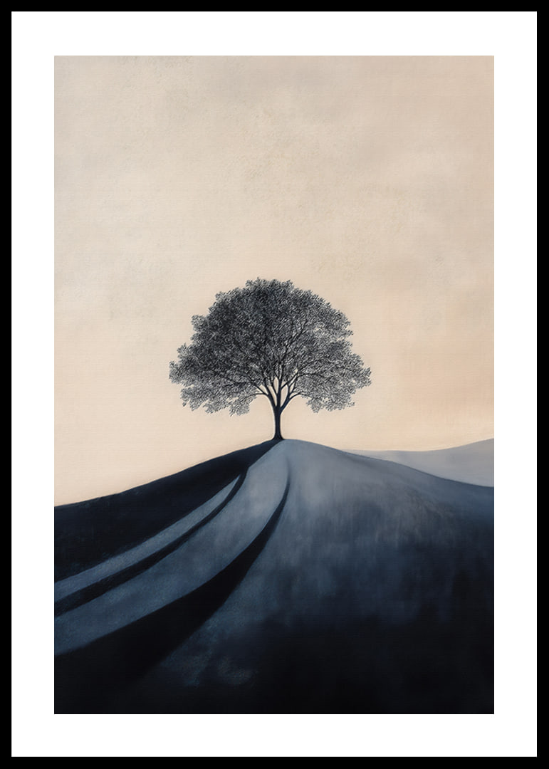 A large stately tree alone on a hill-12