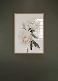 Poster with beautiful white peonies-2