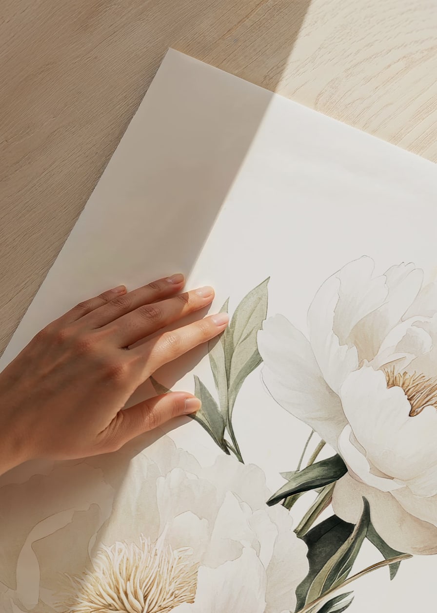Poster with beautiful white peonies-12