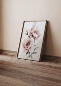 A poster with two beautiful pink peonies-2
