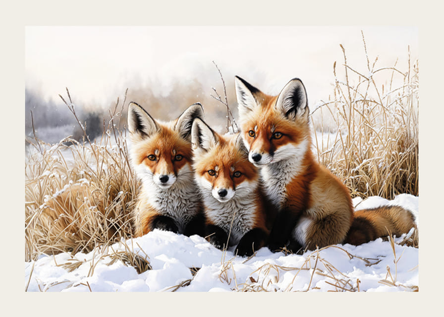 Trois renards curieux sont assis ensemble dans un paysage enneigé et rayonnent d'idylle hivernale et de charme naturel.-12