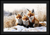 Trois renards curieux sont assis ensemble dans un paysage enneigé et rayonnent d'idylle hivernale et de charme naturel.-4