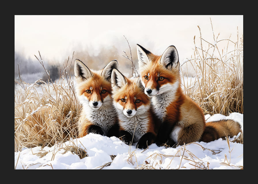 Trois renards curieux sont assis ensemble dans un paysage enneigé et rayonnent d'idylle hivernale et de charme naturel.-12