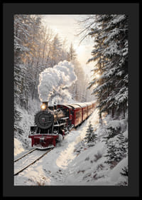 A nostalgic steam locomotive travels through a snow-covered landscape and spreads a magical winter feeling.-4