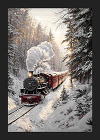 A nostalgic steam locomotive travels through a snow-covered landscape and spreads a magical winter feeling.-5