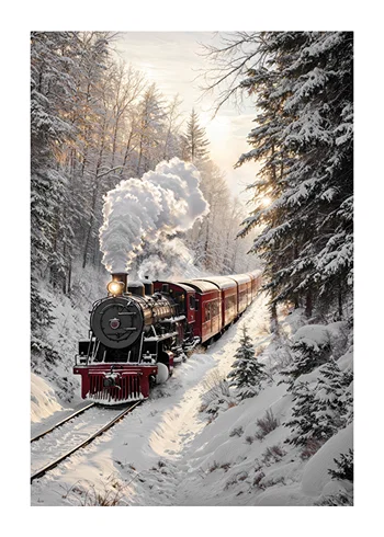 Poster Vintage Train Winter Wonderland