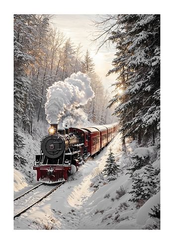 Poster Vintage Train Winter Wonderland