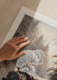A nostalgic steam locomotive travels through a snow-covered landscape and spreads a magical winter feeling.-9