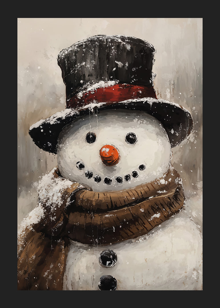 A charming snowman with a tall hat and scarf that spreads winter joy and Christmas spirit.-12