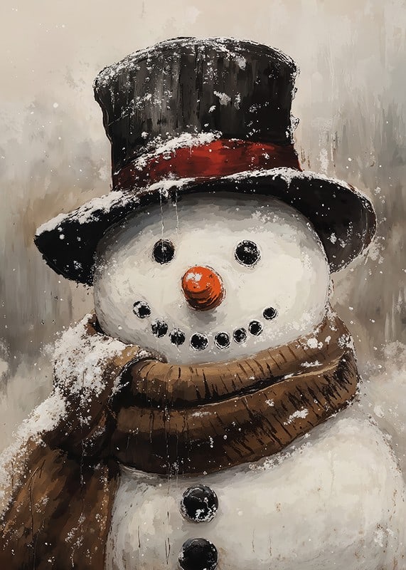 A charming snowman with a tall hat and scarf that spreads winter joy and Christmas spirit.-12