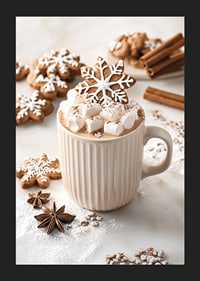 A cup of hot chocolate with marshmallows and a gingerbread-5