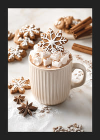 A cup of hot chocolate with marshmallows and a gingerbread-5