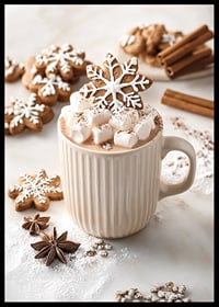 A cup of hot chocolate with marshmallows and a gingerbread-6