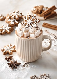 A cup of hot chocolate with marshmallows and a gingerbread-7