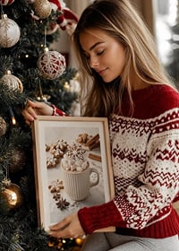 A cup of hot chocolate with marshmallows and a gingerbread-8
