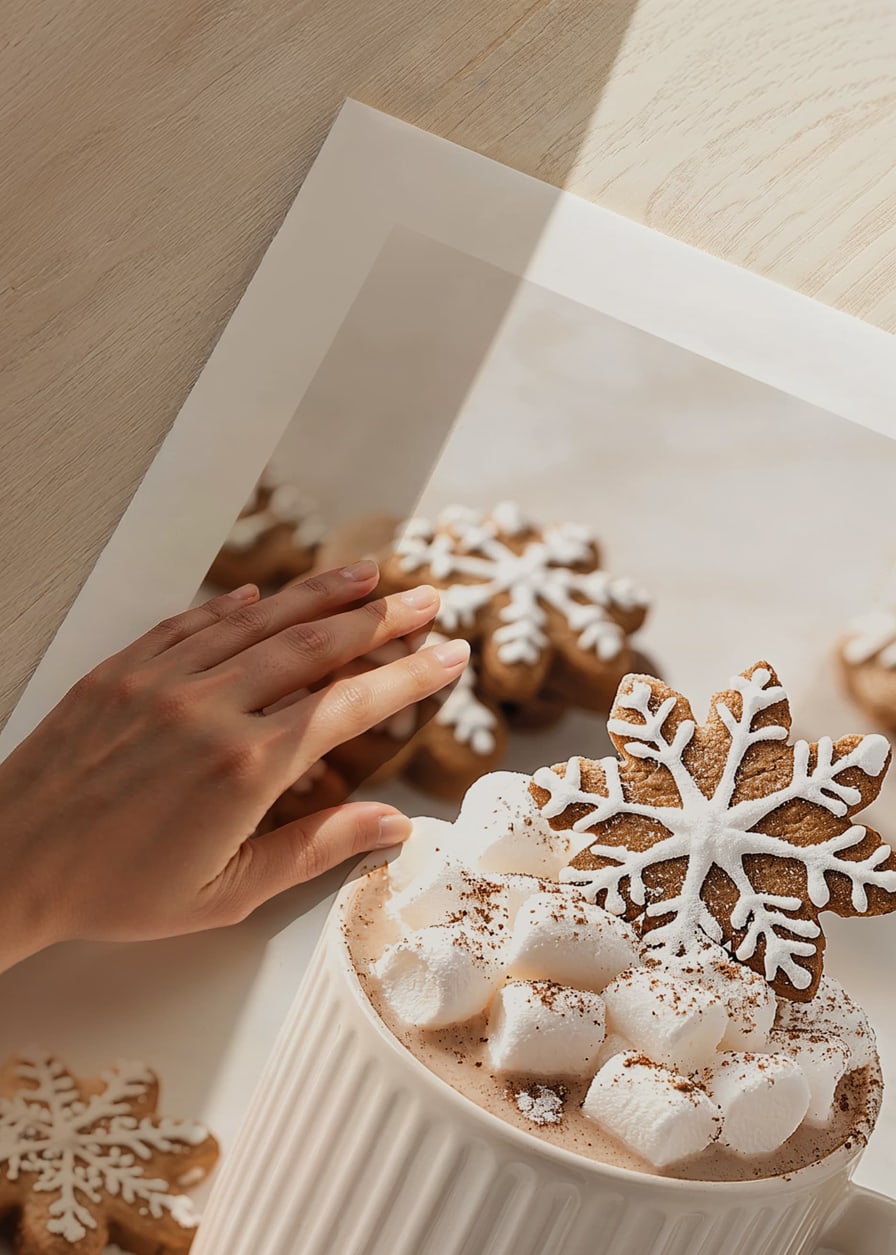 A cup of hot chocolate with marshmallows and a gingerbread-12
