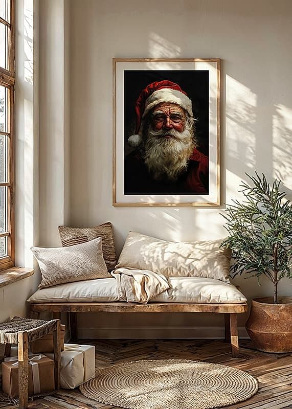 Een klassieke kerstman met warmte in zijn ogen en een glimlach die echte kerst verspreidt-12