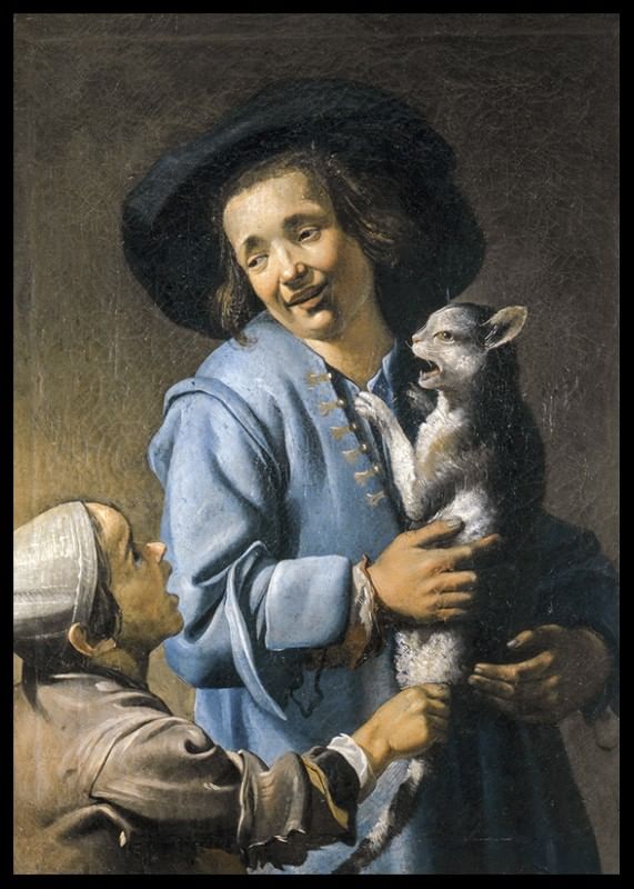 Unge leger med katten af ​​Abraham Bloemaert-12