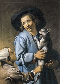 Unge leger med katten af ​​Abraham Bloemaert-3