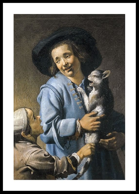 Unge leger med katten af ​​Abraham Bloemaert-12