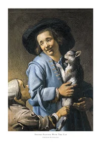 Youths Playing With The Cat By Abraham Bloemaert-1