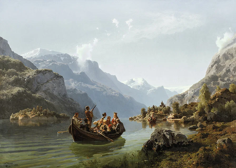 Bridal Procession On The Hardangerfjord By Adolph Tidemand-12