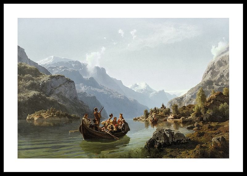 Cortège nuptial sur le Hardangerfjord par Adolph Tidemand-12
