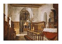Interior From The Church At Voss By Adolph Tidemand-1