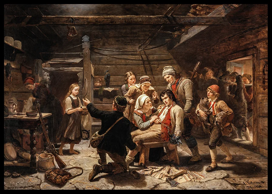 Bjørnejegerens hemkomst By Adolph Tidemand-12