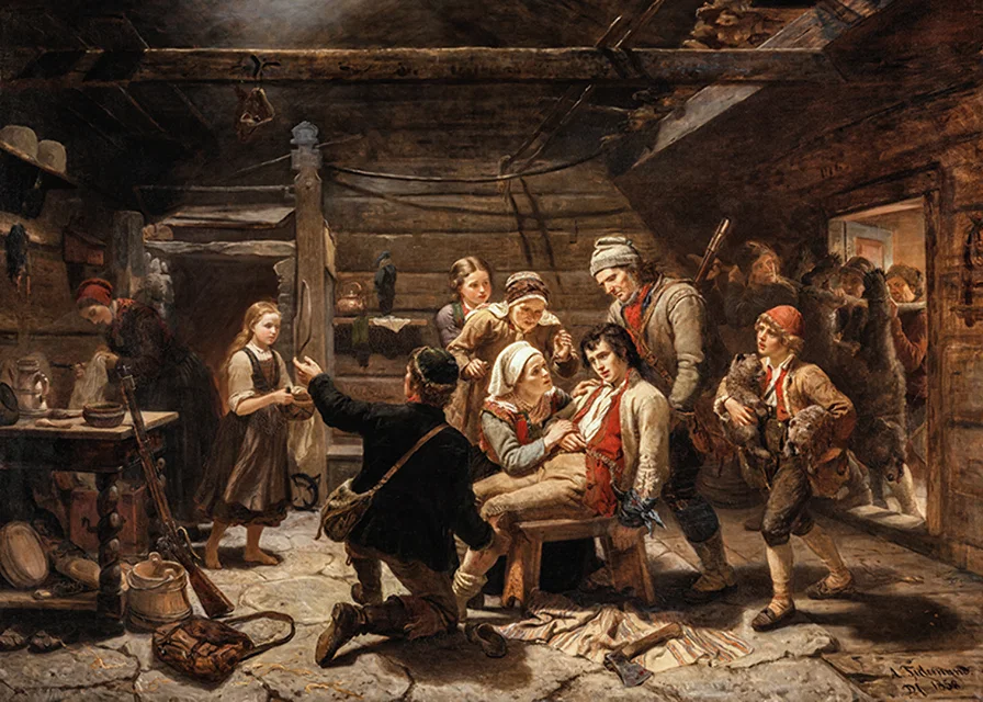 Bjørnejegerens hemkomst By Adolph Tidemand-12