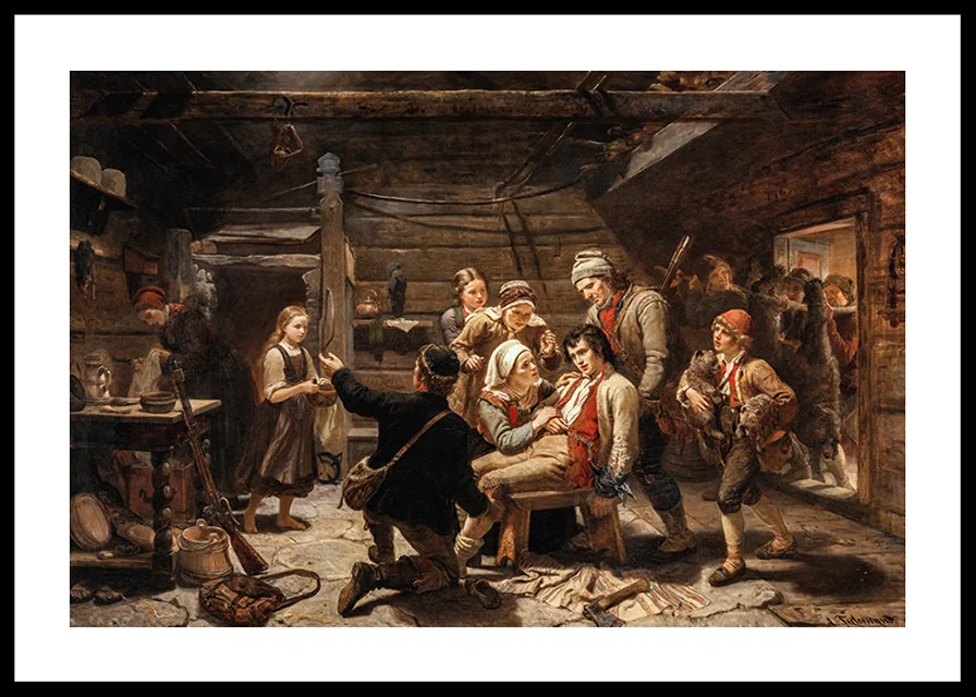 Bjørnejegerens hemkomst By Adolph Tidemand-12