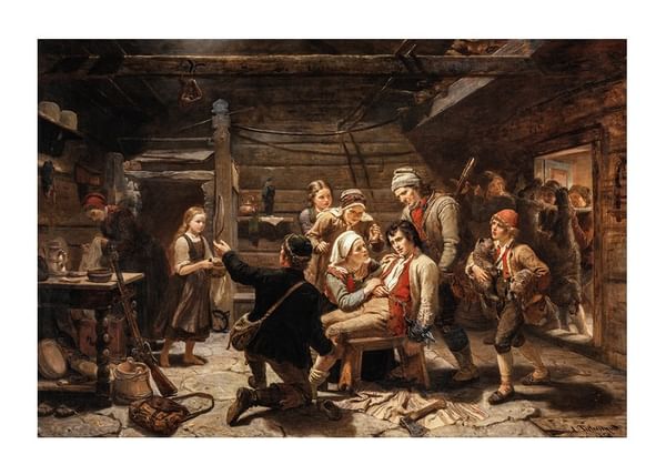 Poszter Bjørnejegerens Hemkomst By Adolph Tidemand