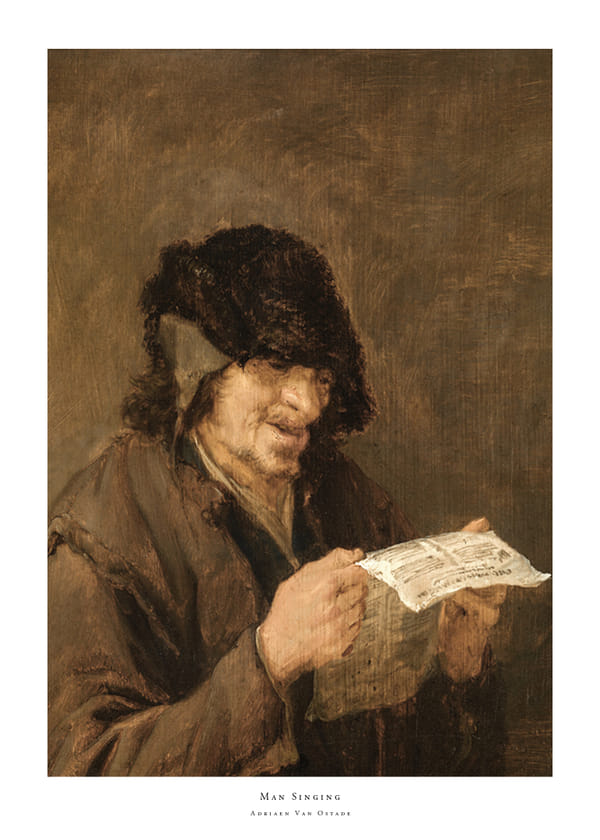 Poster Man Singing By Adriaen Van Ostade