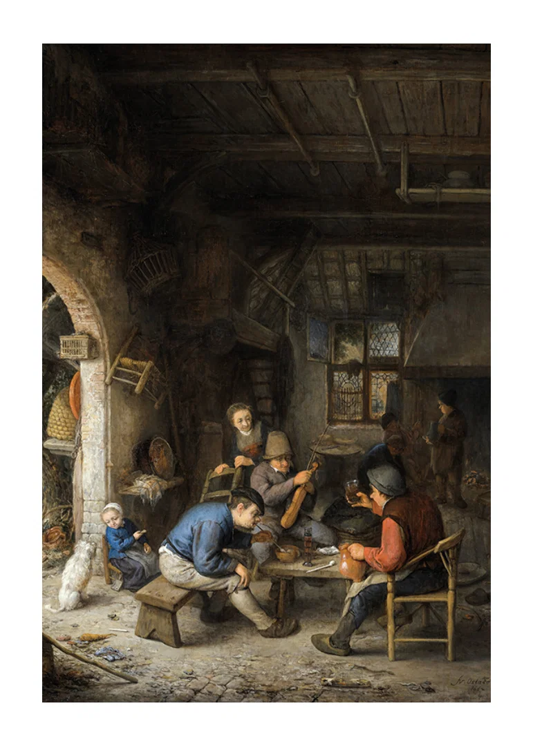 Peasants At An Inn By Adriaen Van Ostade-12