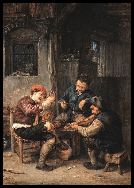 Three Peasants At An Inn By Adriaen Van Ostade-12