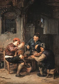 Three Peasants At An Inn By Adriaen Van Ostade-5