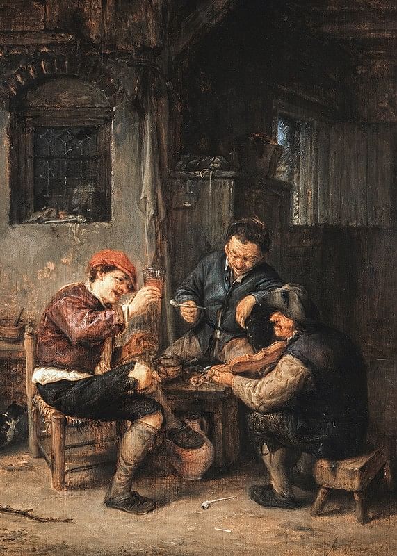 Three Peasants At An Inn By Adriaen Van Ostade-12