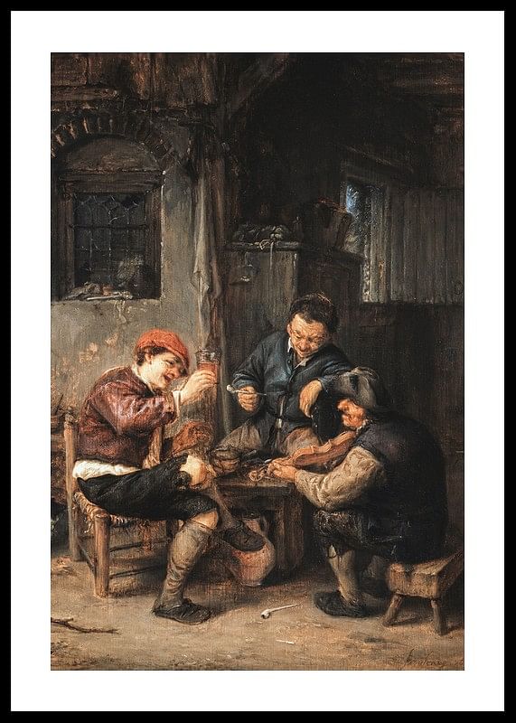 Three Peasants At An Inn By Adriaen Van Ostade-12