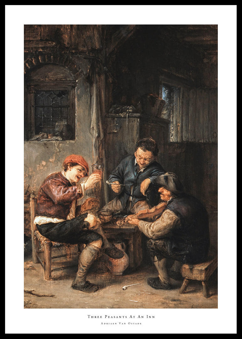 Three Peasants At An Inn By Adriaen Van Ostade-12