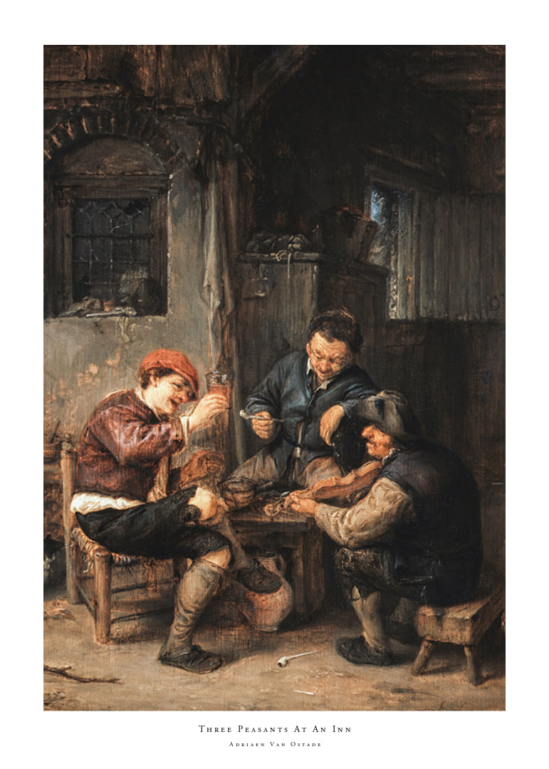 Three Peasants At An Inn By Adriaen Van Ostade-12