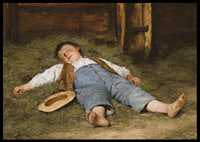 Garçon endormi dans le foin par Albert Anker-4