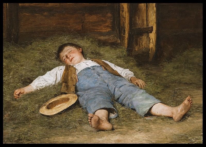 Dreng sover i høet af Albert Anker-12