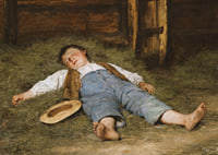 Garçon endormi dans le foin par Albert Anker-5
