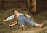 Boy Asleep In The Hay By Albert Anker-5
