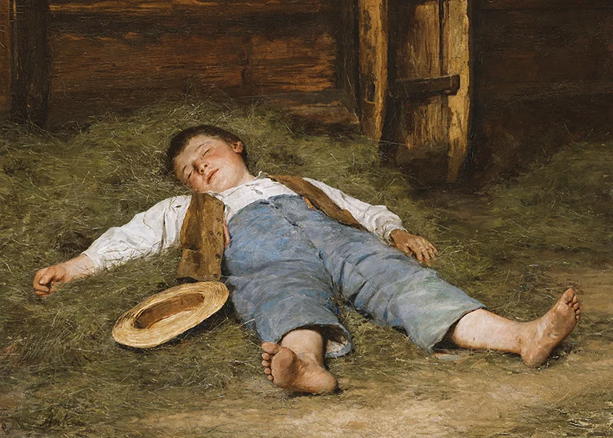 Boy Asleep In The Hay By Albert Anker-12